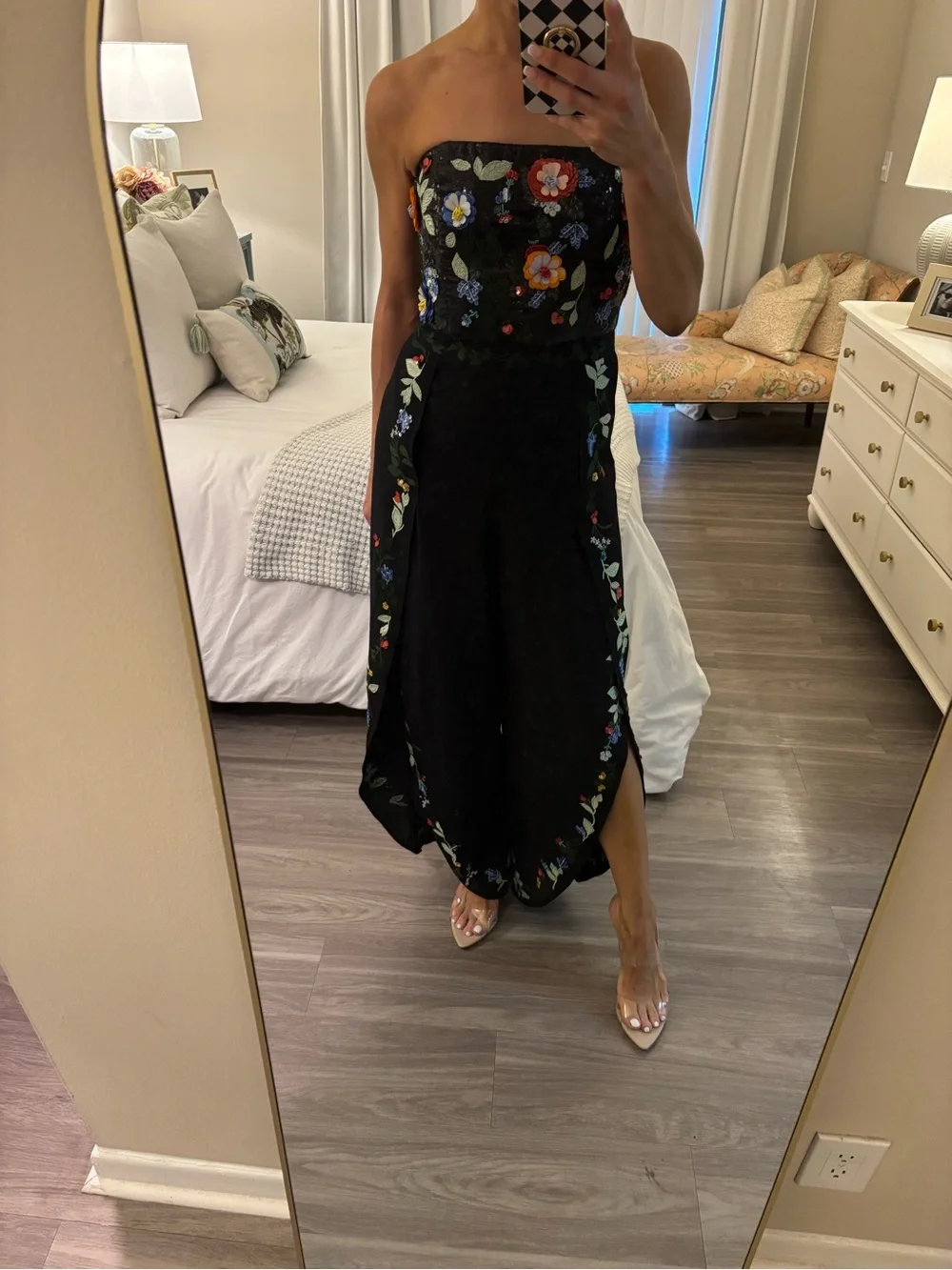 πΈ Alice + Olivia Sequin Floral Embroidered Bustier Jumpsuit πΈ - Picture 2 of 10